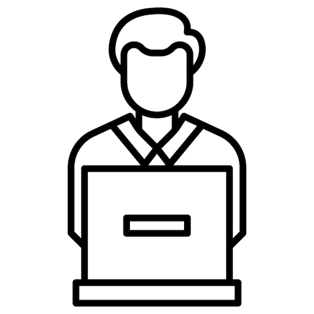 Estudiante usando la ilustración vectorial de la computadora portátil