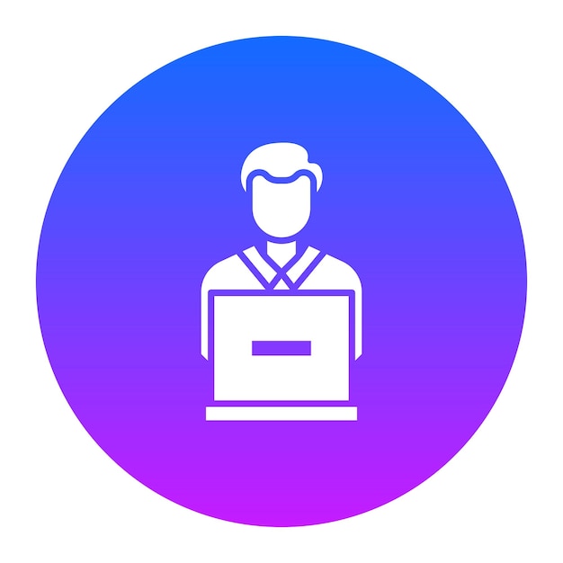 Estudiante usando la ilustración vectorial de la computadora portátil