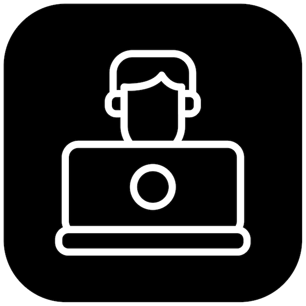 Estudiante usando la ilustración vectorial de la computadora portátil