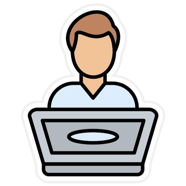 Estudiante usando la imagen vectorial del icono de la computadora portátil Se puede usar para la educación en línea