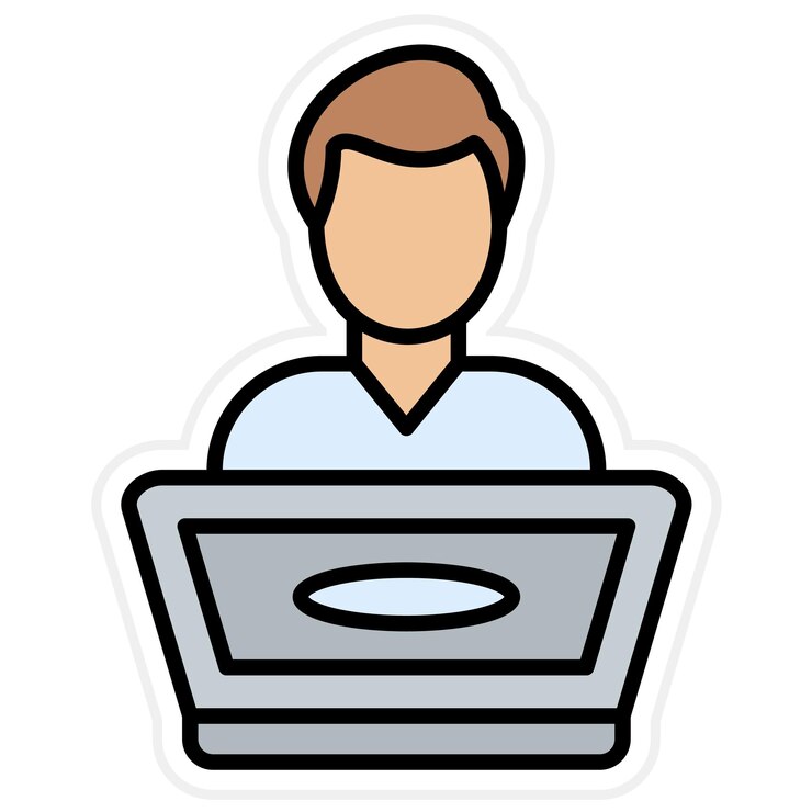 Vector estudiante usando la imagen vectorial del icono de la computadora portátil se puede usar para la educación en línea