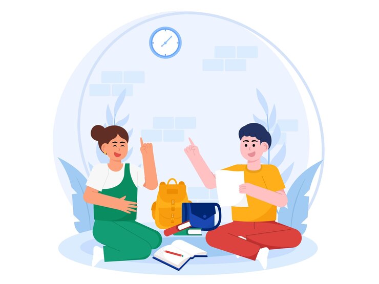 Vector los estudiantes están estudiando la ilustración de grupos