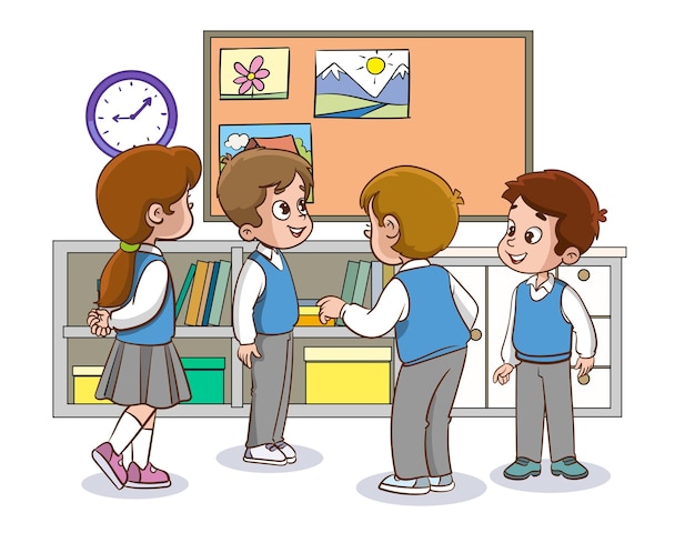 Estudiantes lindos y felices hablando