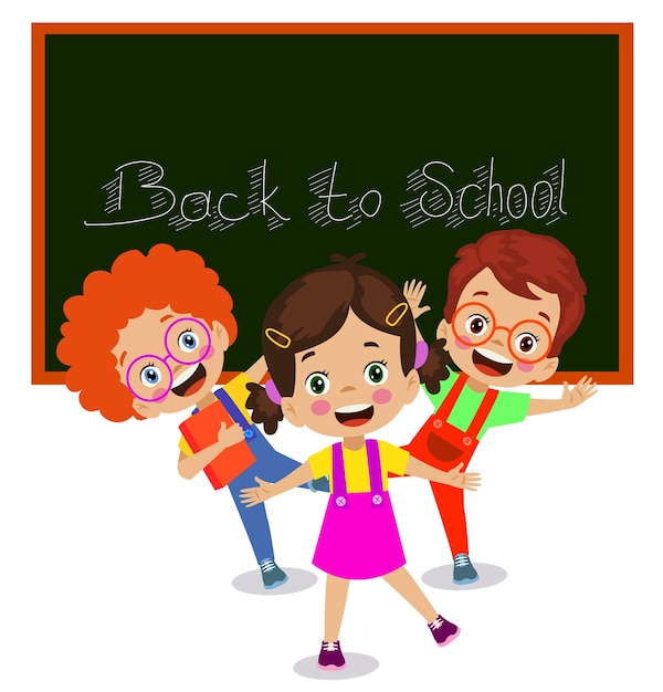 Estudiantes lindos y felices de regreso a la escuela están en clase