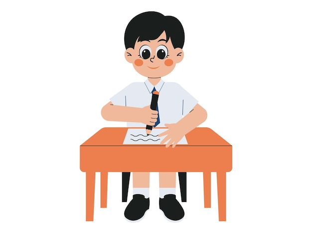Los Estudiantes Toman Exámenes Escolares Ilustración