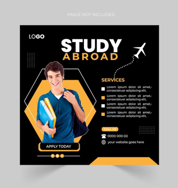 Estudiar en el extranjero diseño de publicaciones en redes sociales