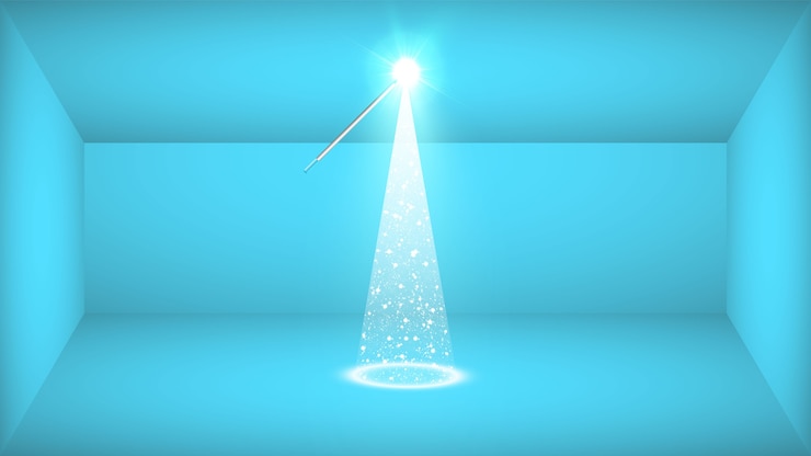 Vector estudio azul y luces brillantes