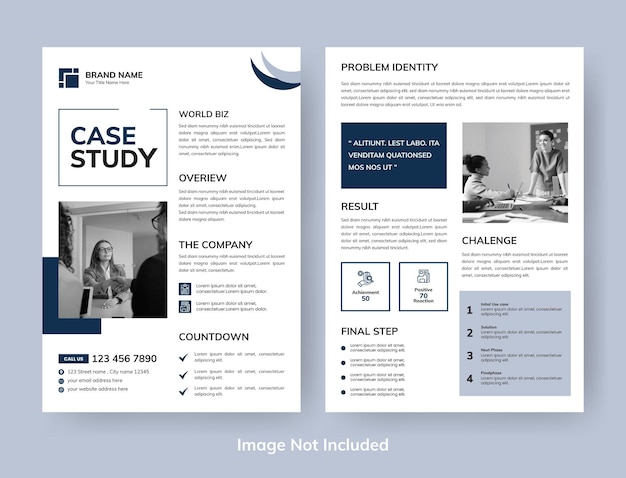 Estudio de caso Diseño Flyer Informe de negocios minimalista con diseño simple Acento de color azul