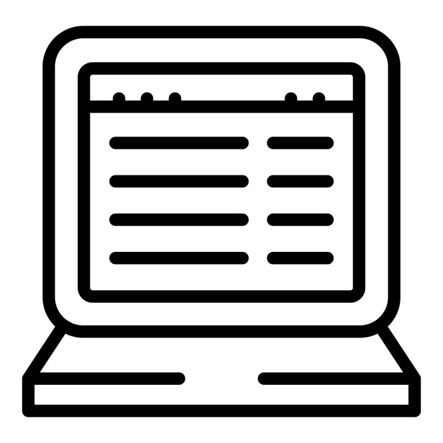 Estudio de caso de portátil icono contorno vector éxito empresarial aprender datos