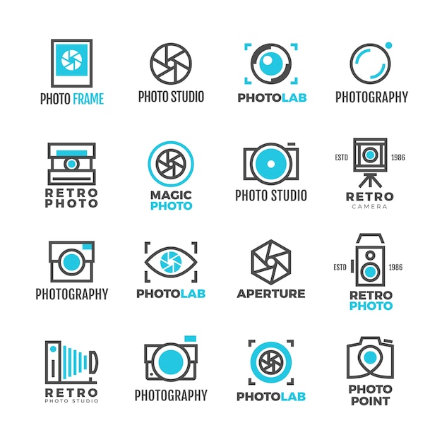 Estudio de fotografía logo vintage para fotógrafo