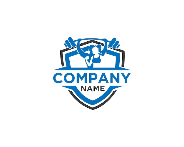 Estudio de gimnasia para hombres y mujeres, club deportivo, logotipo de entrenador personal