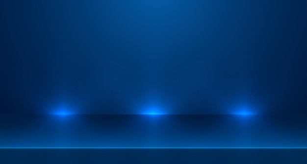 Estudio de habitación vacía azul utilizado para fondo y visualización de banner de diseño de contenido para publicidad