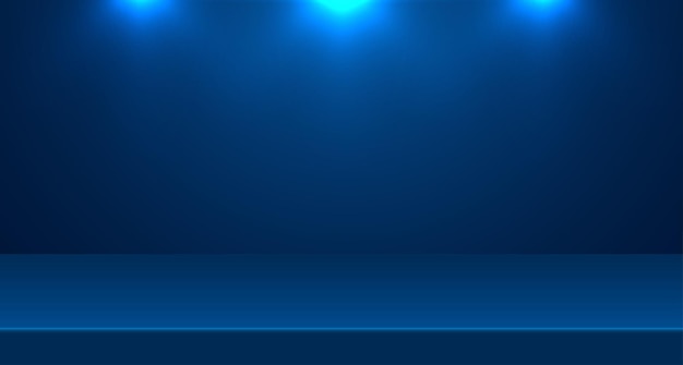 Estudio de habitación vacía azul utilizado para fondo y visualización de banner de diseño de contenido para publicidad