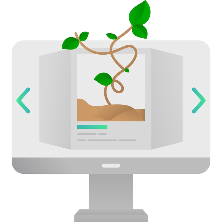 Vector estudio en línea de biología y botánica en el icono de la computadora