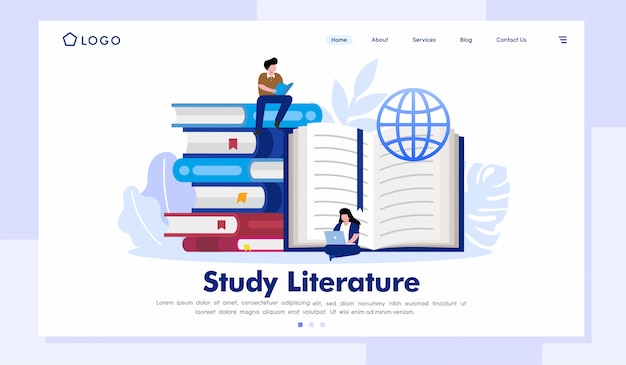 Estudio Literatura Página de inicio Sitio web Ilustración Vector