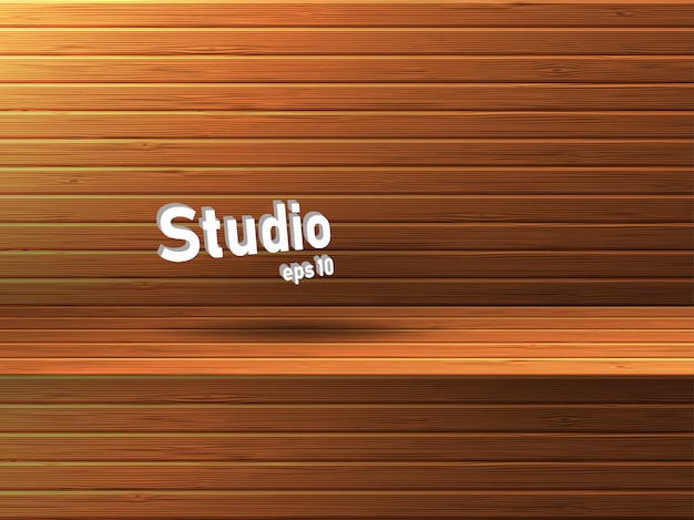 Estudio de madera vacía con receso. Espacio libre para la presentación del producto.