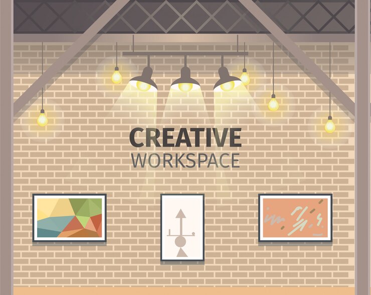 Vector estudio de trabajo freelance creativo moderno