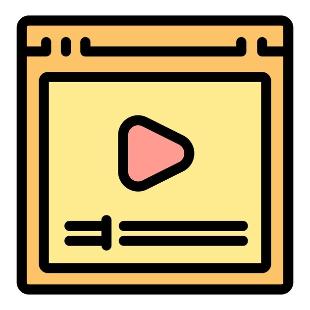Estudio de vídeo icono contorno vector entrenamiento de seminario Aprender escuela color plano