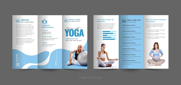 Estudio de yoga y meditación plantilla de folleto triplo