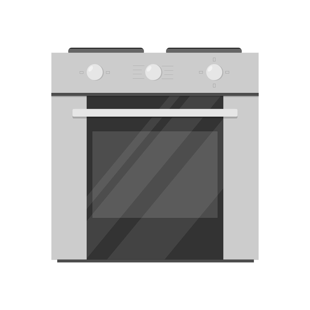 Estufa eléctrica, panel de cocción de inducción con vista frontal del horno. Cocina de cocina realista vectorial