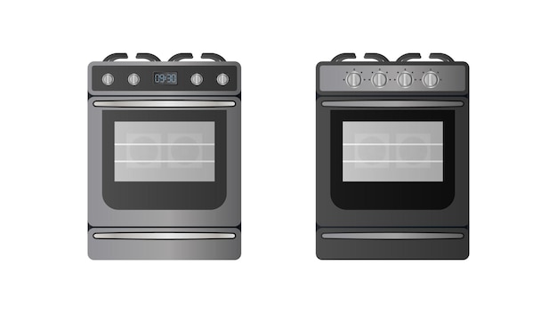 Estufa en un estilo realista. Horno moderno para la cocina. Aislado. Vector.