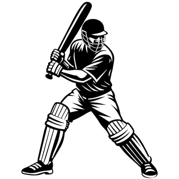 Estupendo arte vectorial del estilo de bateo del jugador de cricket