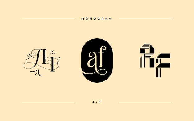 Estupendo logotipo AF monogramas elegantes adecuados para logotipo gráfico Vector iniciales de A y F