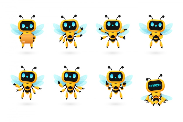 Et del personaje de abeja robot ai lindo en muchas poses