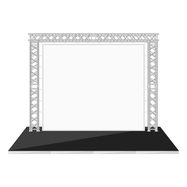 Vector etapa baja de estilo plano de color negro con pancarta en truss de metal