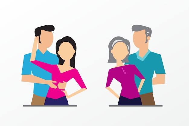 Etapas de desarrollo de la generación familiar Ilustración vectorial