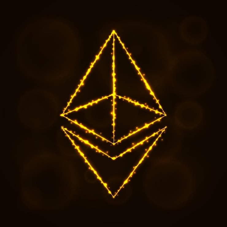 Vector ethereum moneda digital silueta de luces