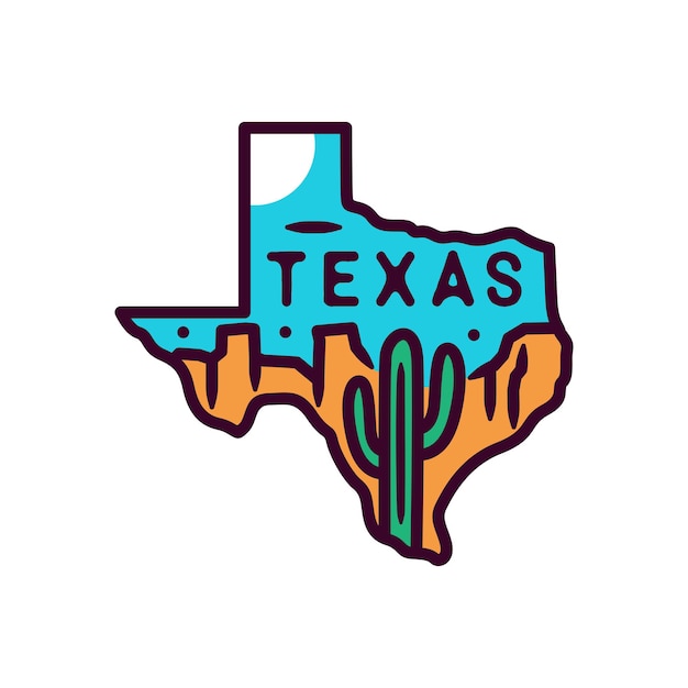 Etiqueta adhesiva y etiqueta de texas, insignia monoline