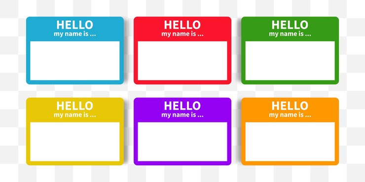 Vector etiqueta adhesiva con hola mi nombre es vector ilustración aislada registrar etiquetas