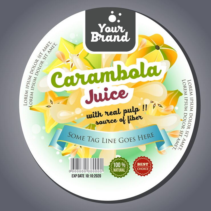 etiqueta adhesiva de jugo de carambola