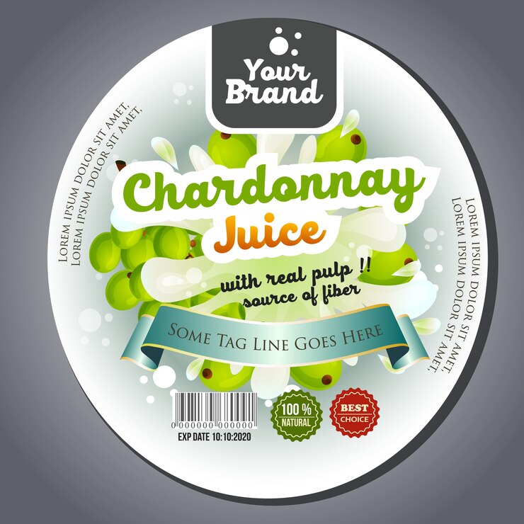 etiqueta adhesiva de jugo de chardonnay