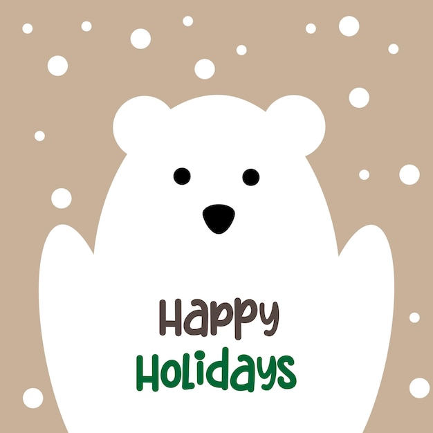 Vector etiqueta adhesiva de navidad o tarjeta de felicitación con ilustración de vector de oso polar