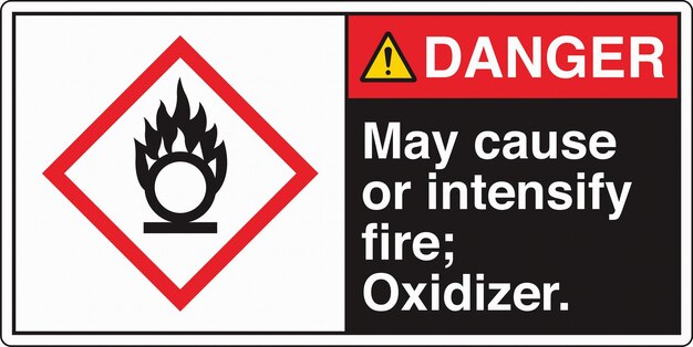 Etiqueta de advertencia de peligro de oxidante GHS Peligro de fuego No fumar No llamas