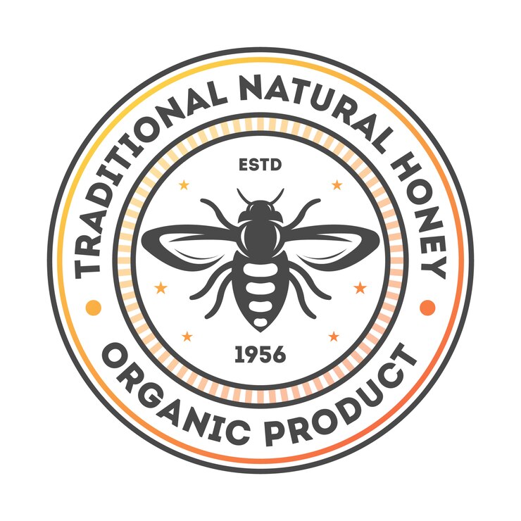 Vector etiqueta aislada vintage de miel natural tradicional