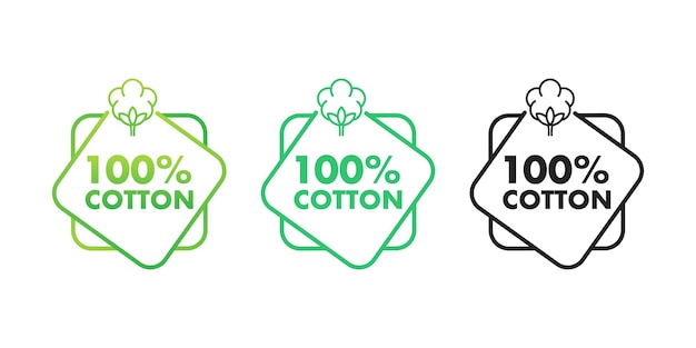 Etiqueta de algodón 100 Signo de fibra natural Ilustración de stock vectorial