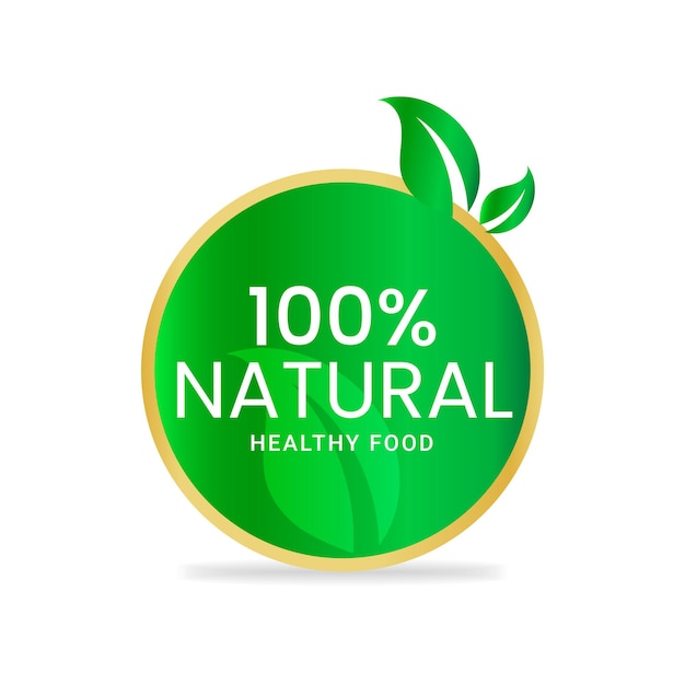 Etiqueta de alimento saludable 100 por ciento natural