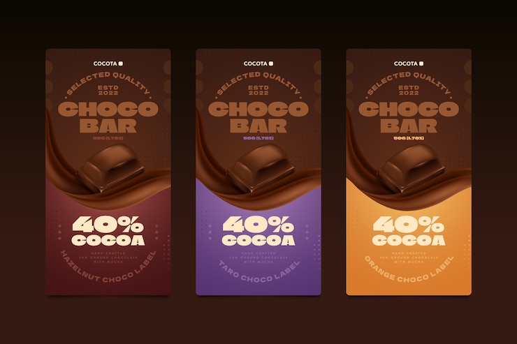 Etiqueta de alimentos de chocolate con estilo realista