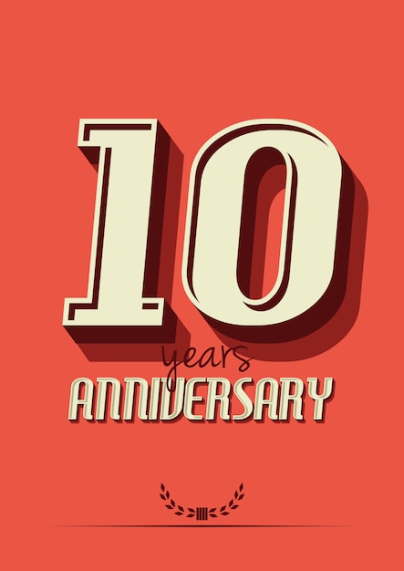 Etiqueta de aniversario de 10 años