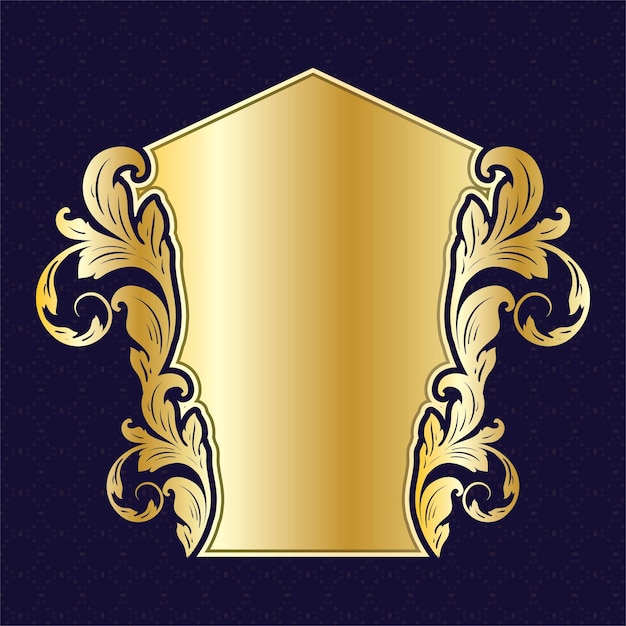 Vector etiqueta de banner elegante de lujo marco de borde metálico dorado real