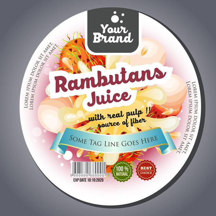 etiqueta de bebida de rambutans