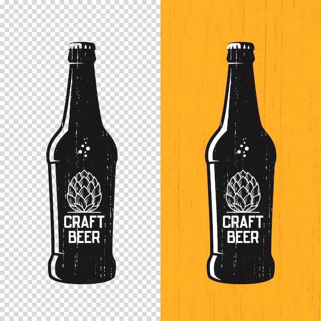 Vector etiqueta de botella de cerveza artesanal con textura