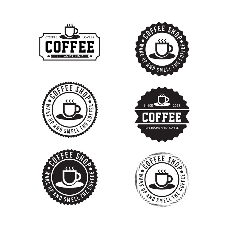 Etiqueta de café retro vintage. Logotipo diferente, insignia, colección de emblemas sobre fondo blanco.