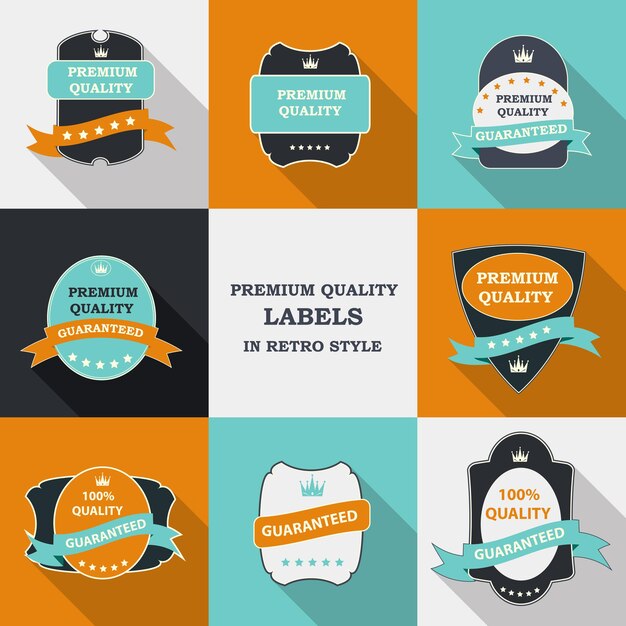 Etiqueta de calidad premium de vector en diseño plano moderno con sombra. Ilustración
