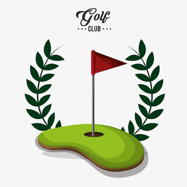 Etiqueta del campo de la bandera roja del club de golf