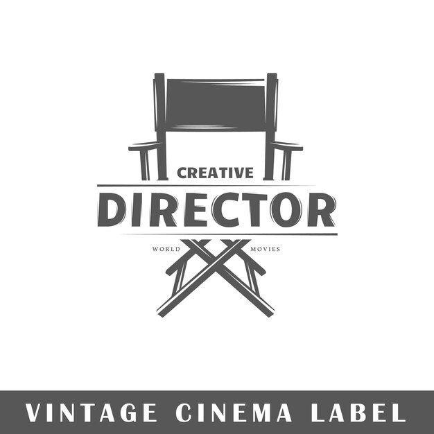 Etiqueta de cine aislada sobre fondo blanco Elemento de diseño Ilustración vectorial