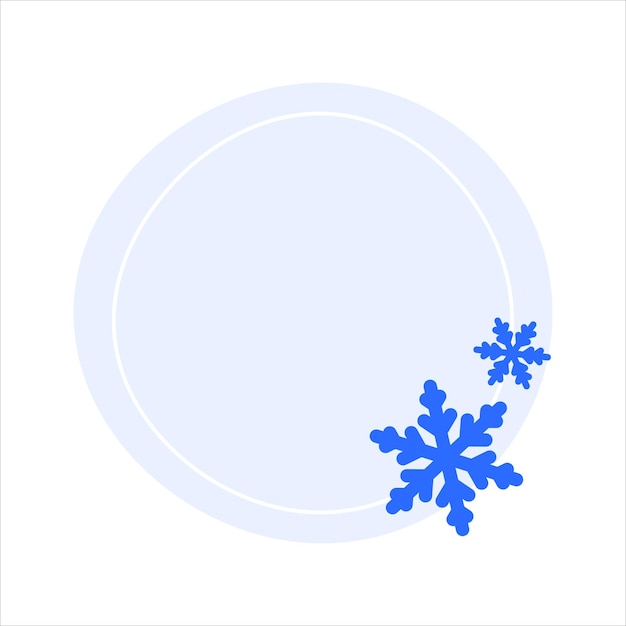 Vector etiqueta circular de venta minimalista y fresca de invierno hecha de copos de nieve minimalistas con espacio para el texto